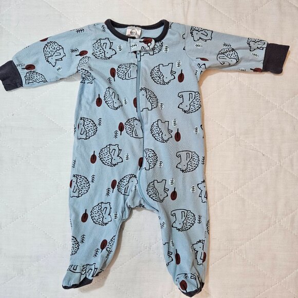 Baby Boy Footed Pajamas Sleepers Size 0-3M Lot of 6 Zippered Animal Prints - Picture 4 of 14